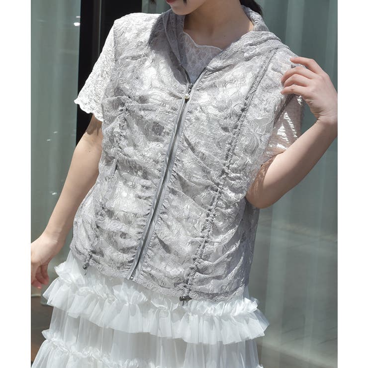 フード付ドロストレースベスト[品番：IGAW0006467]｜axes femme