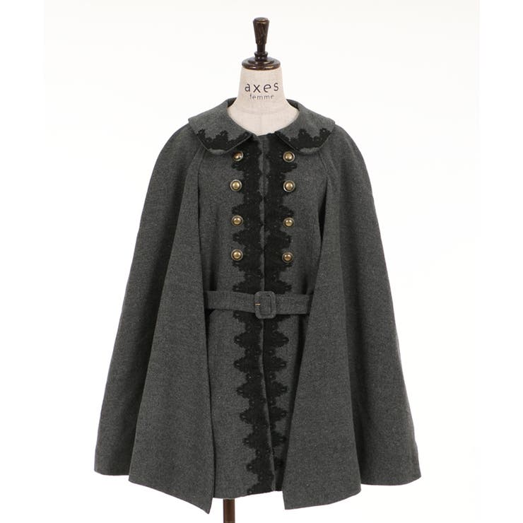 axes femme kawaii】ケープ付きバッスルコート グリーン M