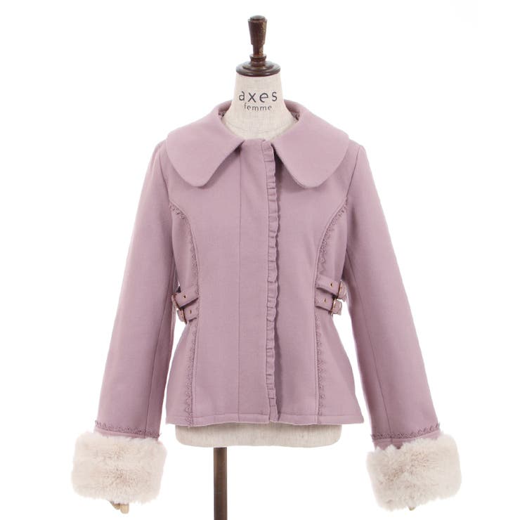 ファー襟ベルトデザインコート[品番：IGAW0002526]｜axes femme