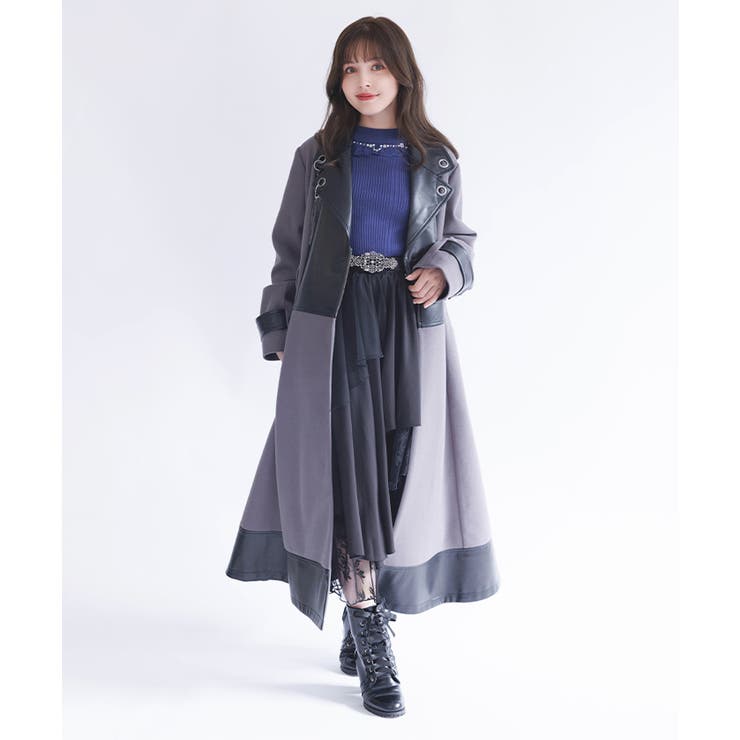 チェーン付異素材切替コート | axes femme | 詳細画像10 