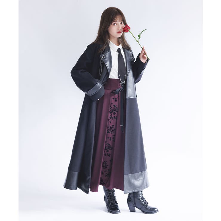 チェーン付異素材切替コート | axes femme | 詳細画像12 