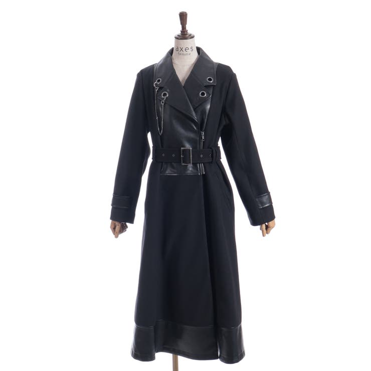 チェーン付異素材切替コート | axes femme | 詳細画像13 