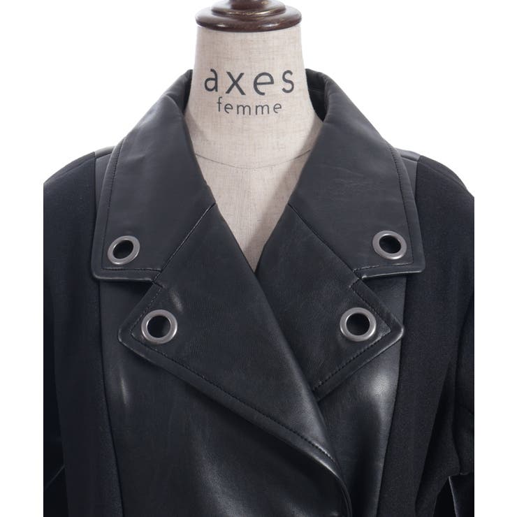 チェーン付異素材切替コート | axes femme | 詳細画像16 