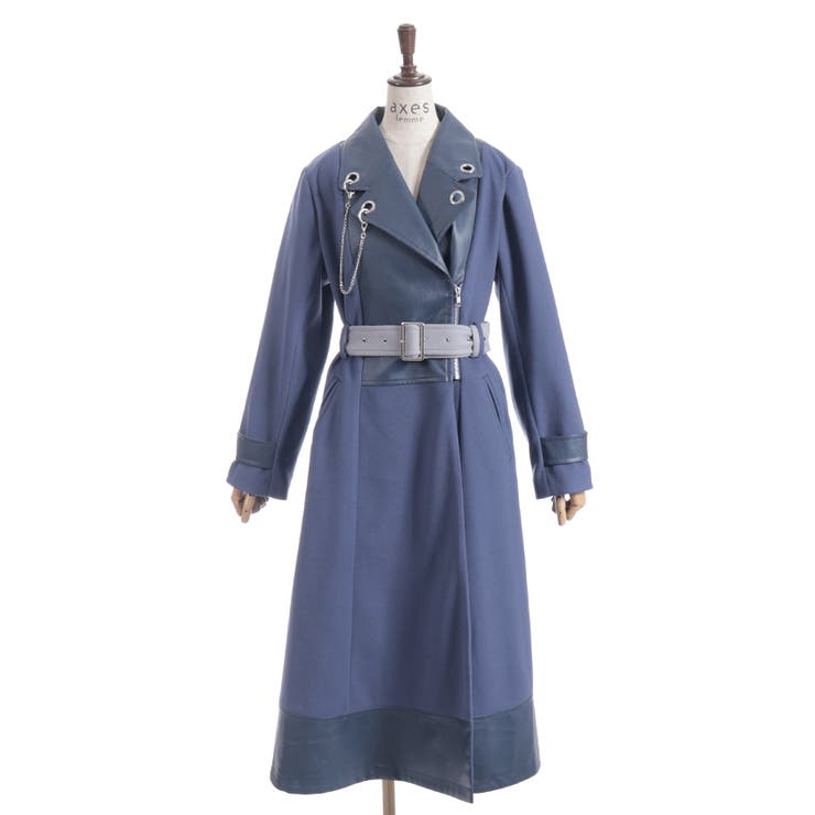 チェーン付異素材切替コート | axes femme | 詳細画像18 