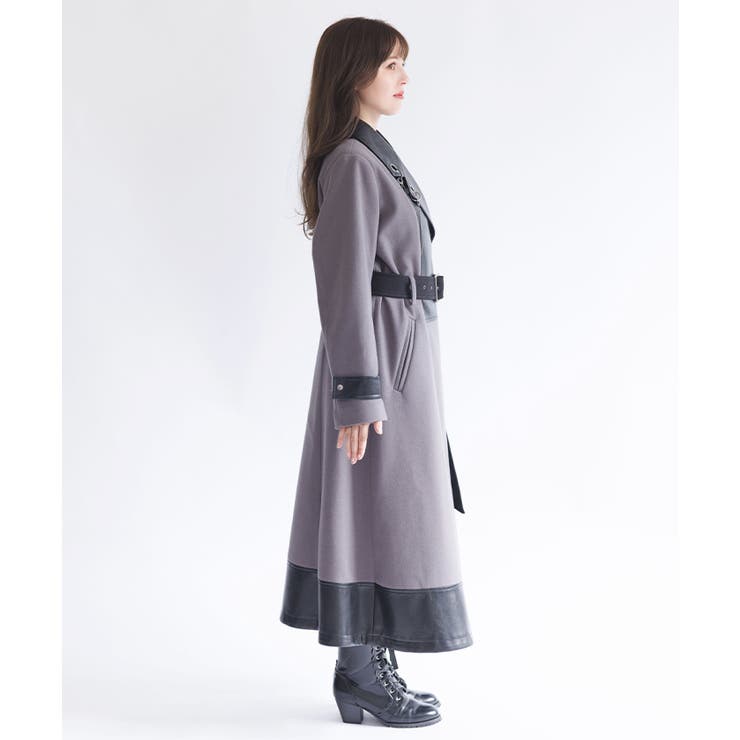 チェーン付異素材切替コート | axes femme | 詳細画像2 