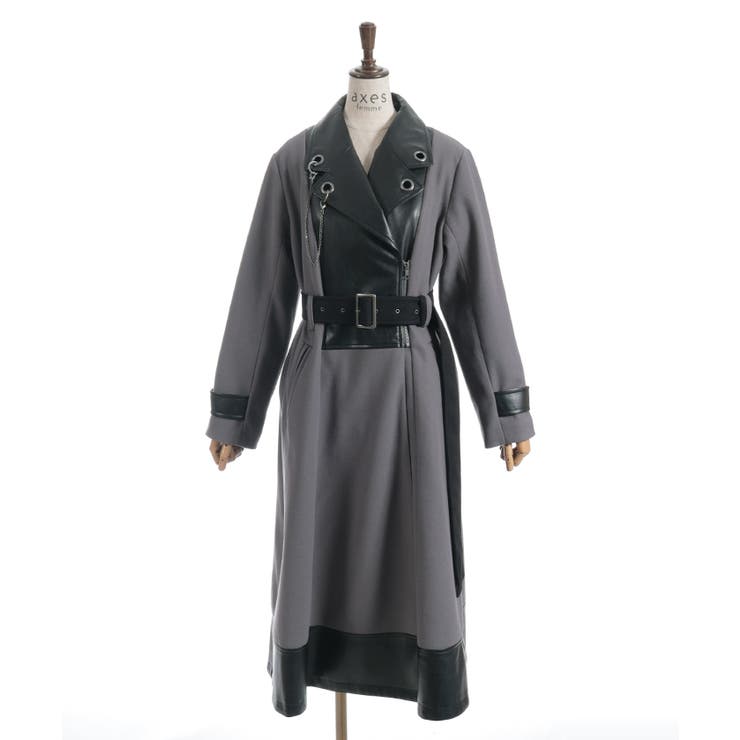 チェーン付異素材切替コート | axes femme | 詳細画像24 