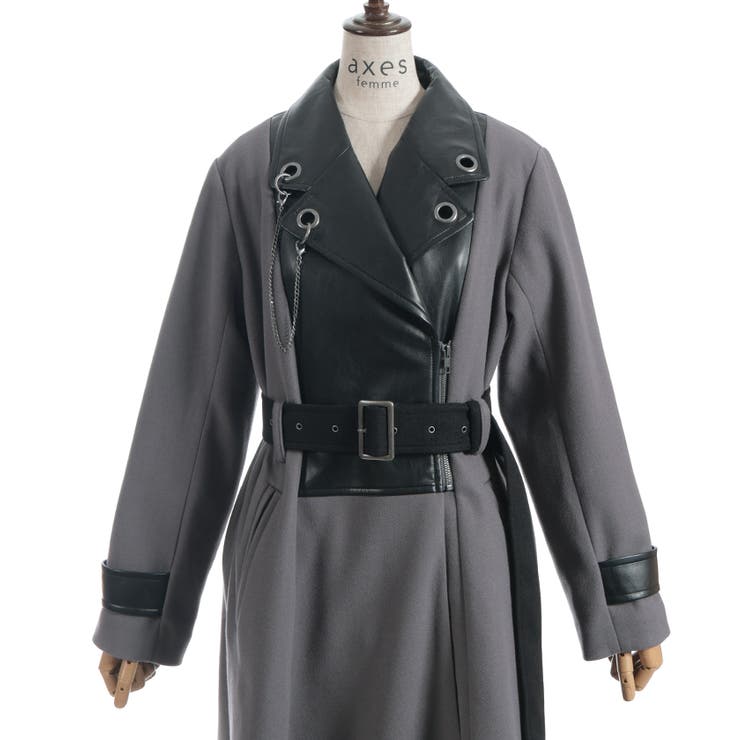 チェーン付異素材切替コート | axes femme | 詳細画像27 