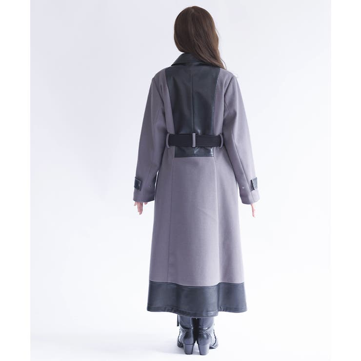 チェーン付異素材切替コート | axes femme | 詳細画像3 