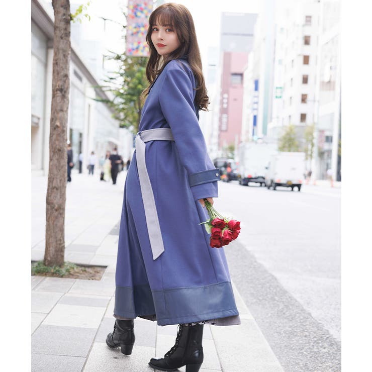 チェーン付異素材切替コート | axes femme | 詳細画像4 