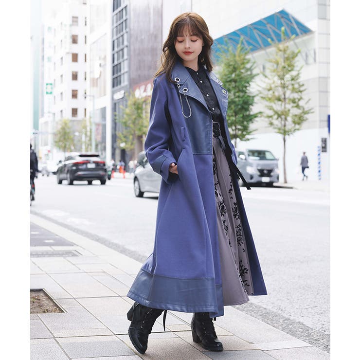 チェーン付異素材切替コート | axes femme | 詳細画像5 