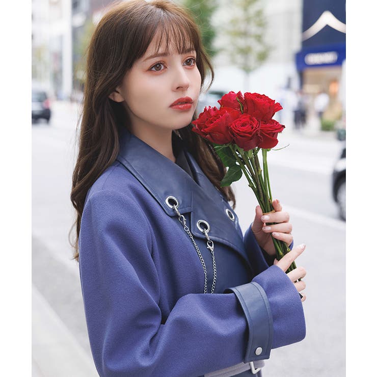 チェーン付異素材切替コート | axes femme | 詳細画像8 