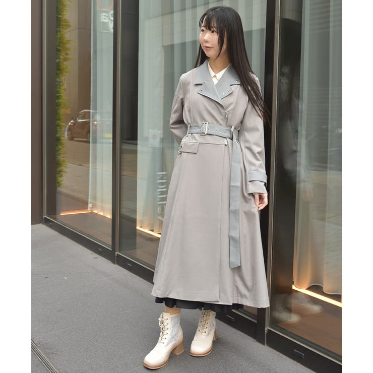 チェーン付バイカラーコート | axes femme | 詳細画像14 