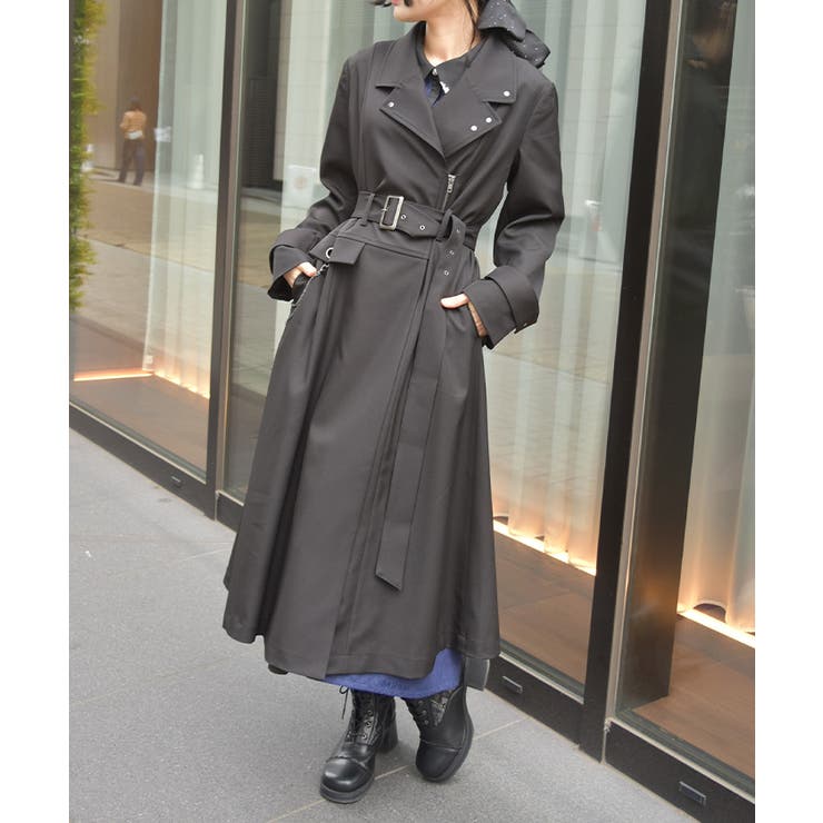 黒 | チェーン付バイカラーコート | axes femme
