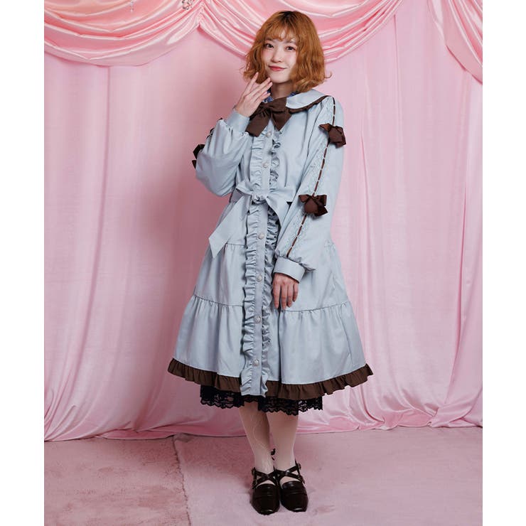 バイカラーワンピースコート | axes femme | 詳細画像1 