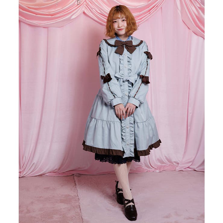 バイカラーワンピースコート | axes femme | 詳細画像4 