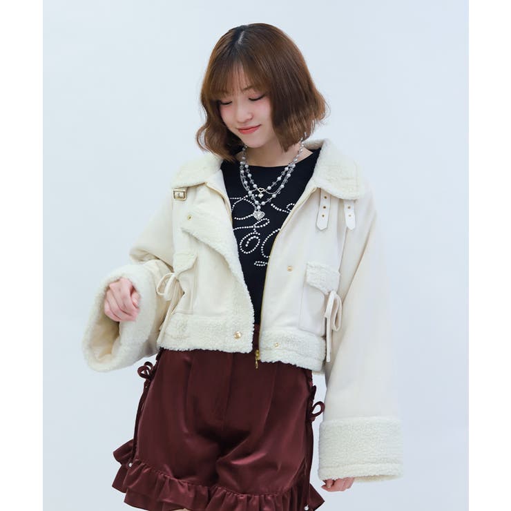 フェイクスエード×ボアコート | axes femme | 詳細画像1 