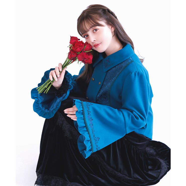 刺繍入ジャカード切替コート | axes femme | 詳細画像13 