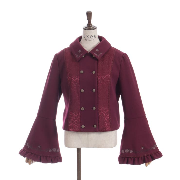 刺繍入ジャカード切替コート | axes femme | 詳細画像15 