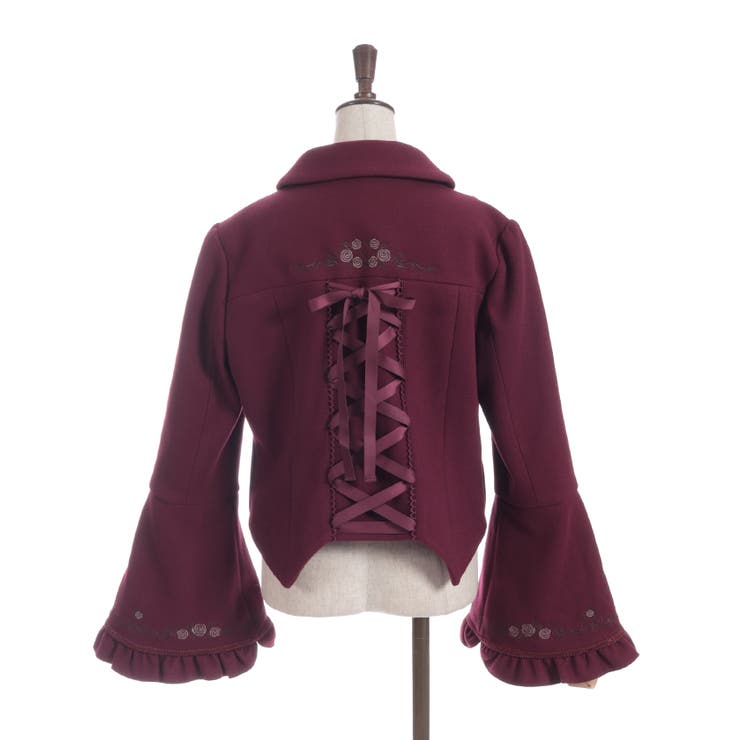 刺繍入ジャカード切替コート | axes femme | 詳細画像17 