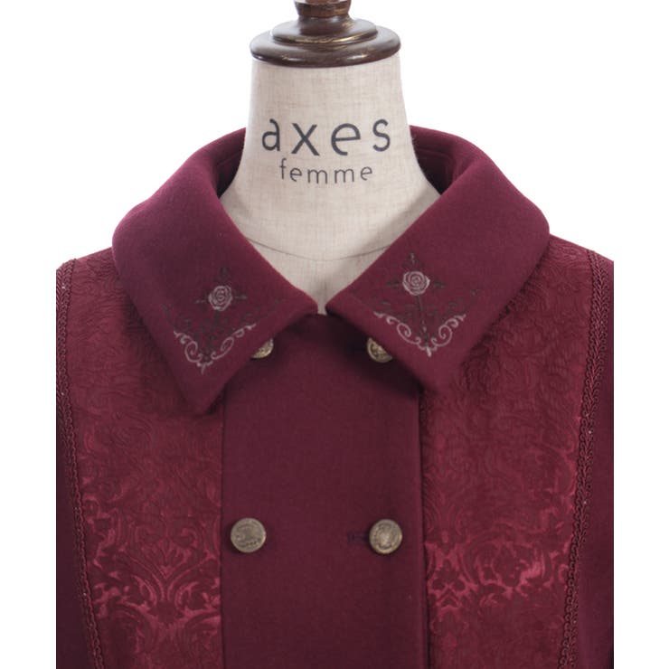 刺繍入ジャカード切替コート | axes femme | 詳細画像18 