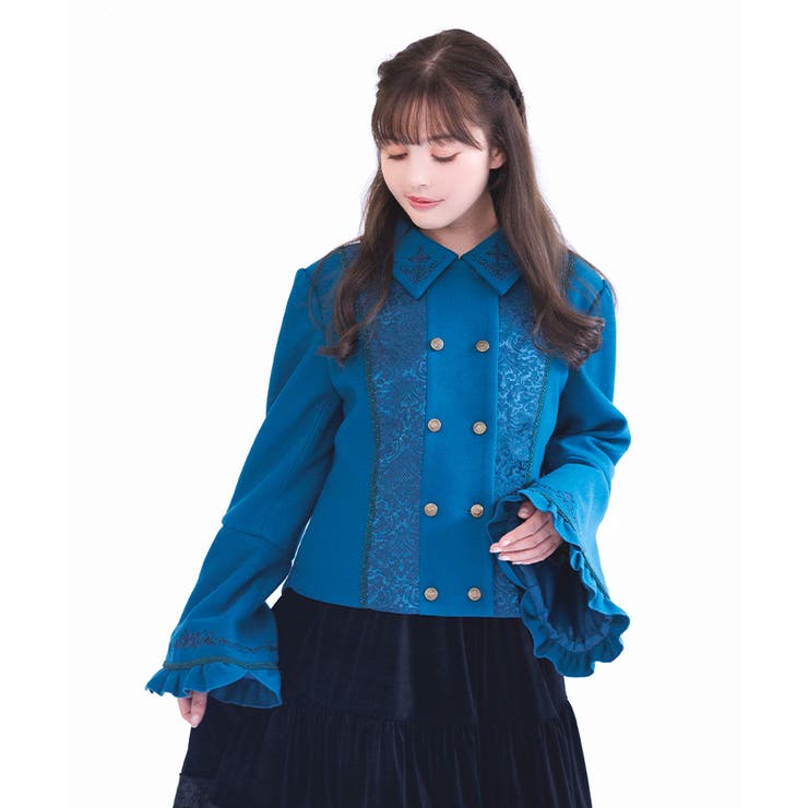 刺繍入ジャカード切替コート | axes femme | 詳細画像2 