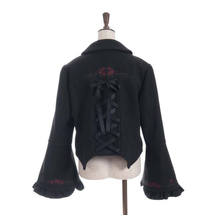 刺繍入ジャカード切替コート | axes femme | 詳細画像23 