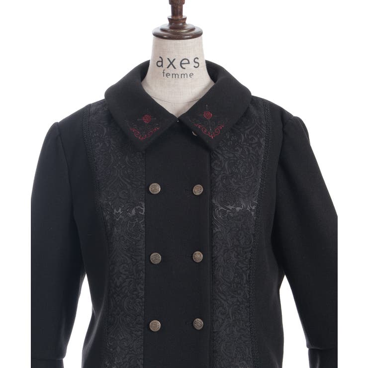 刺繍入ジャカード切替コート | axes femme | 詳細画像24 