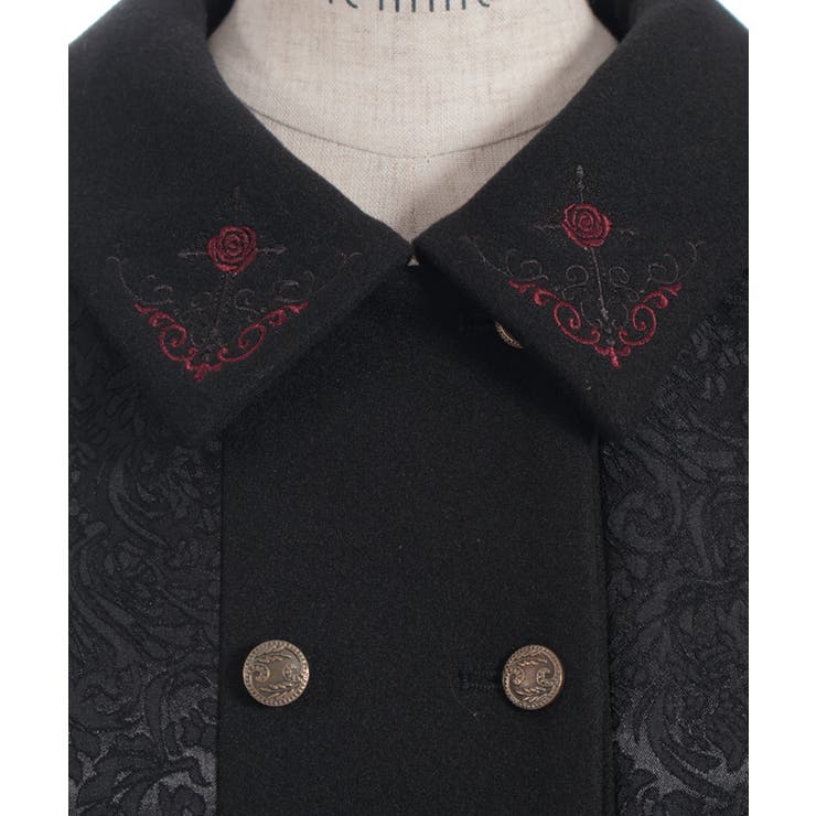 刺繍入ジャカード切替コート | axes femme | 詳細画像26 