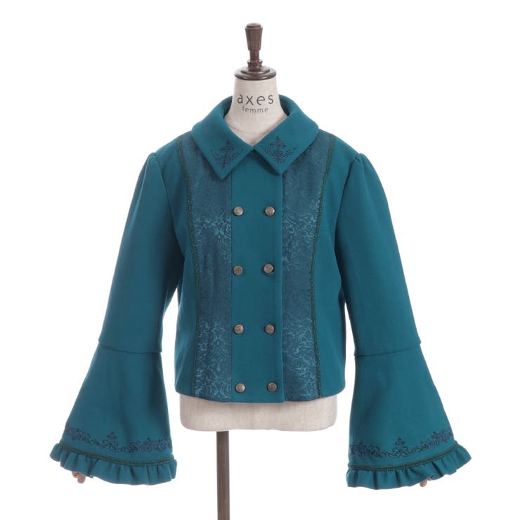 刺繍入ジャカード切替コート | axes femme | 詳細画像27 