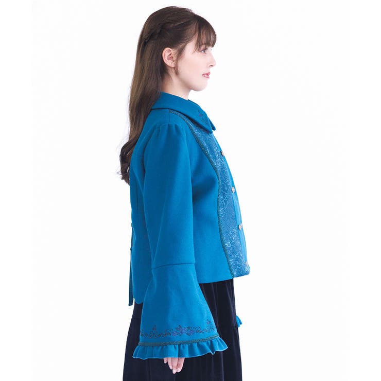 刺繍入ジャカード切替コート | axes femme | 詳細画像3 