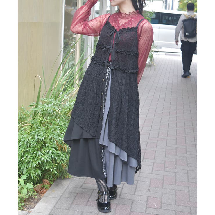 黒 | チュニック丈レースキャミ | axes femme