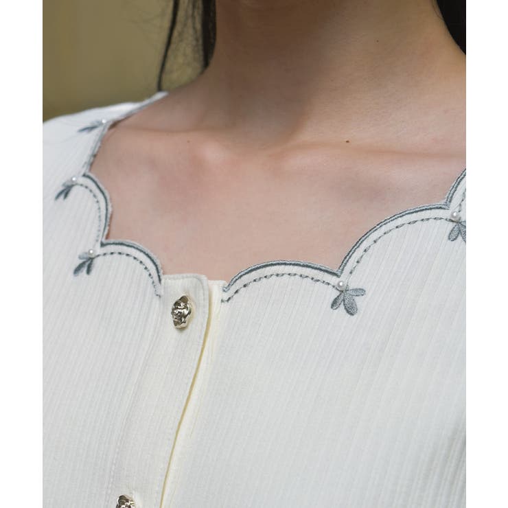 ローズ刺繍カットカーディガン | axes femme | 詳細画像6 