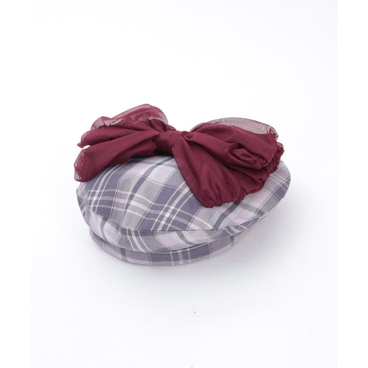 パール付リボンチェックベレー[品番：IGAW0006101]｜axes femme