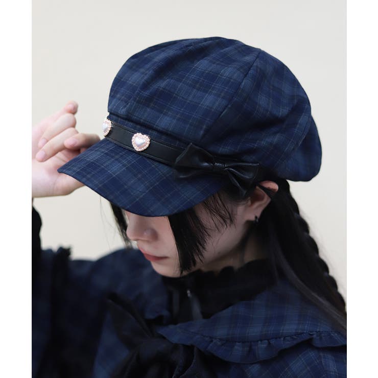 ブルー | パーツ×リボン付キャスケット | axes femme