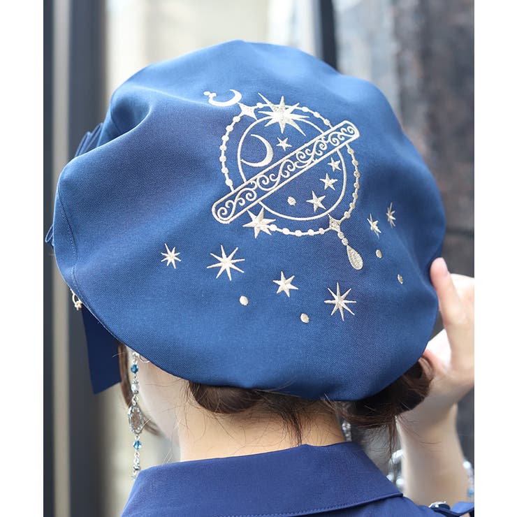 KTZ ベレー帽　星　スター 2回着用 CANICHE スター星柄刺繍ラインストーン ベレー帽