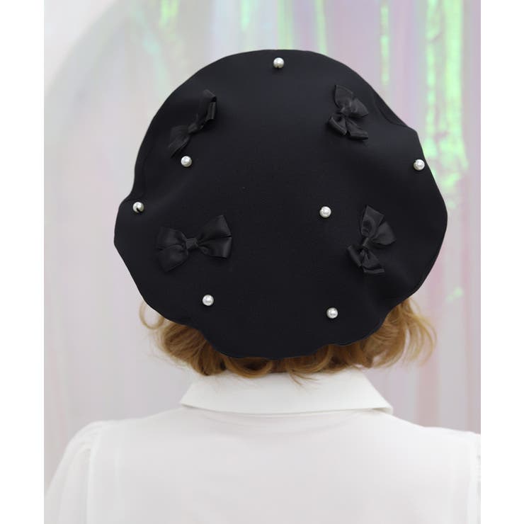 黒 | リボン×パール装飾ベレー | axes femme