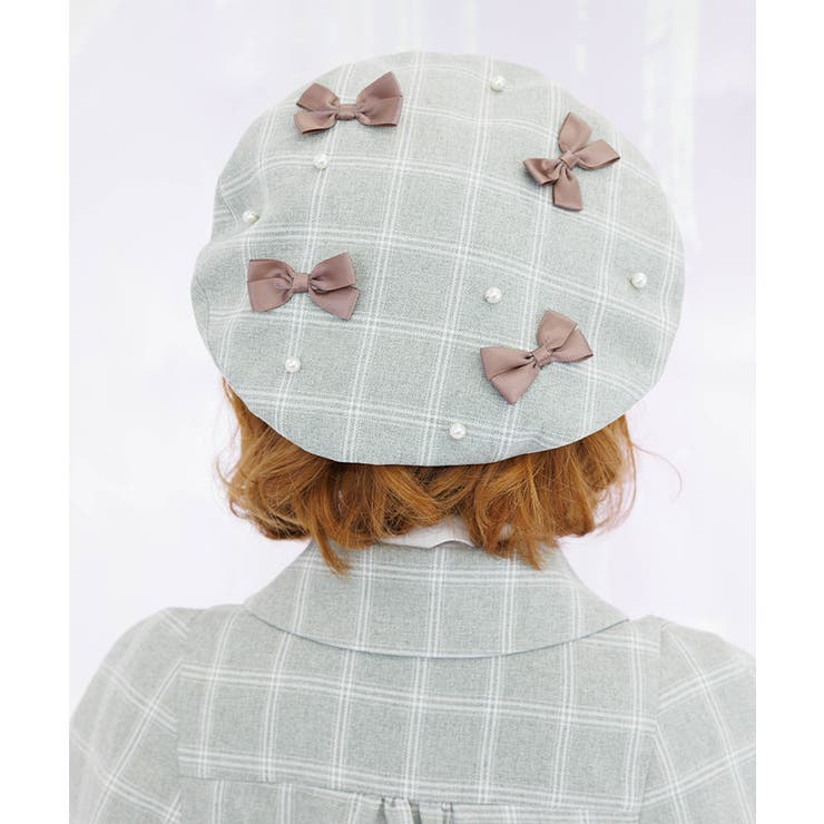 ミント | リボン×パール装飾ベレー | axes femme