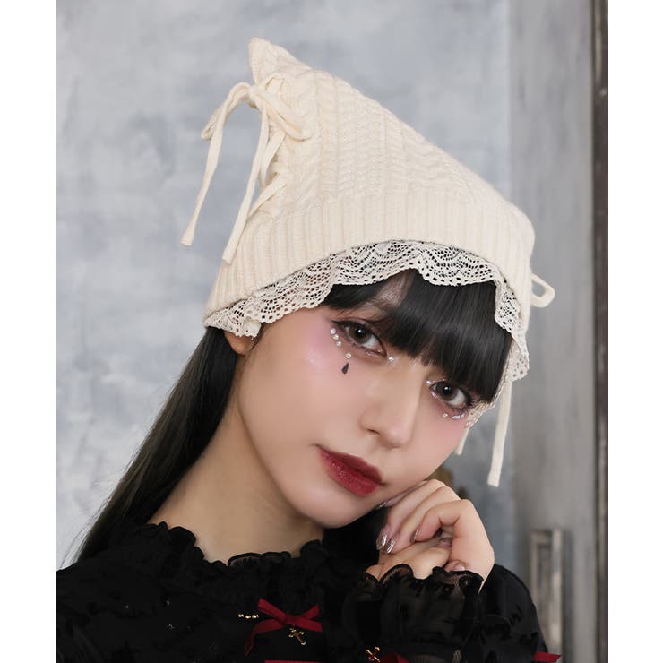 ネコ耳風レースニット帽 | axes femme | 詳細画像3 