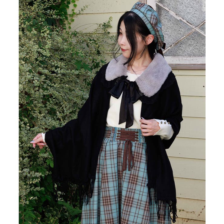 黒 | ファーティペット付きストール | axes femme