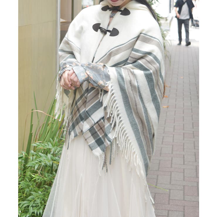 サイドラインチェックポンチョ[品番：IGAW0006907]｜axes femme