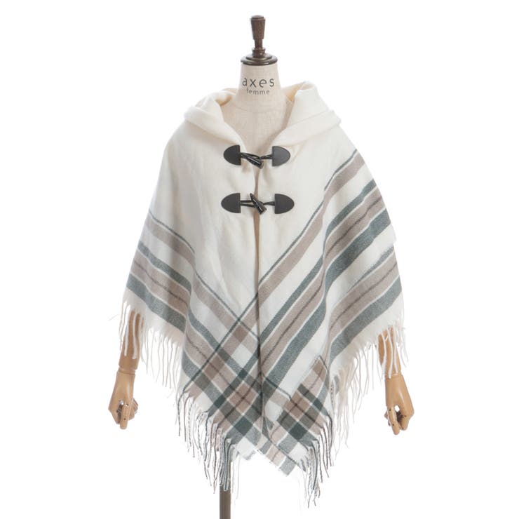 サイドラインチェックポンチョ | axes femme | 詳細画像20 
