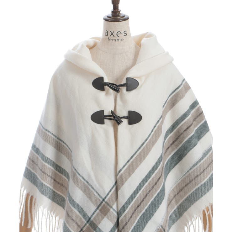 サイドラインチェックポンチョ | axes femme | 詳細画像23 