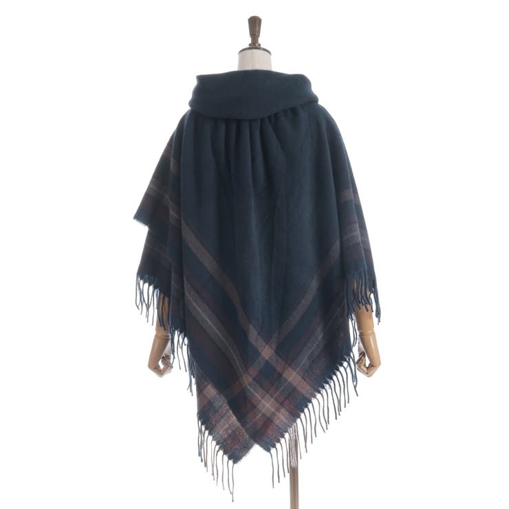 サイドラインチェックポンチョ | axes femme | 詳細画像7 