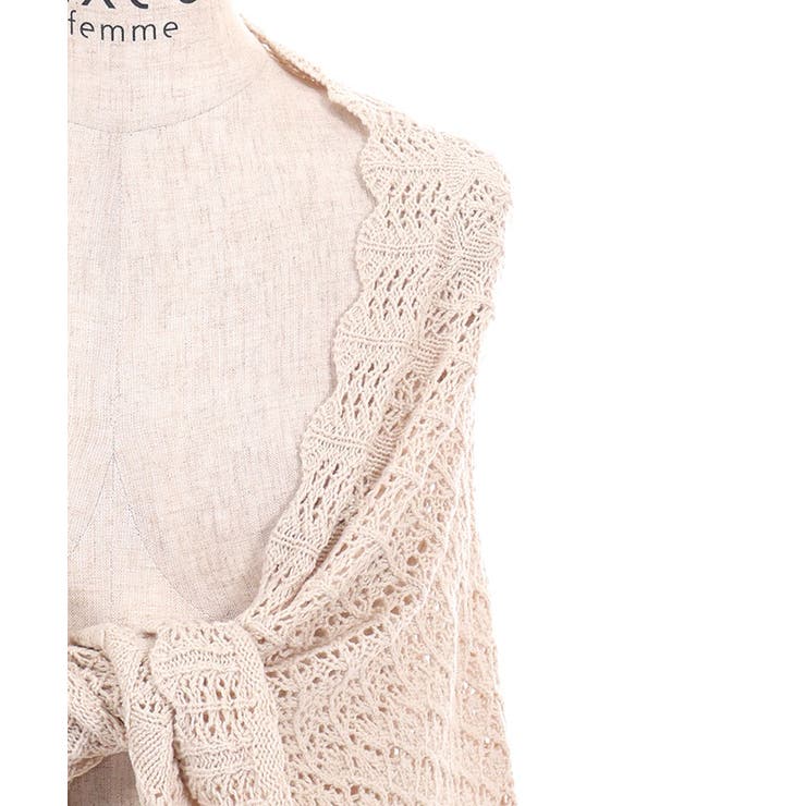 透かし編み三角ニットストール[品番：IGAW0008326]｜axes femme