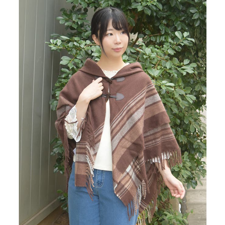 サイドラインチェックポンチョ | axes femme | 詳細画像11 