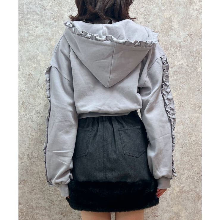 刺繍フリルショートパーカー[品番：IGAW0004404]｜axes femme