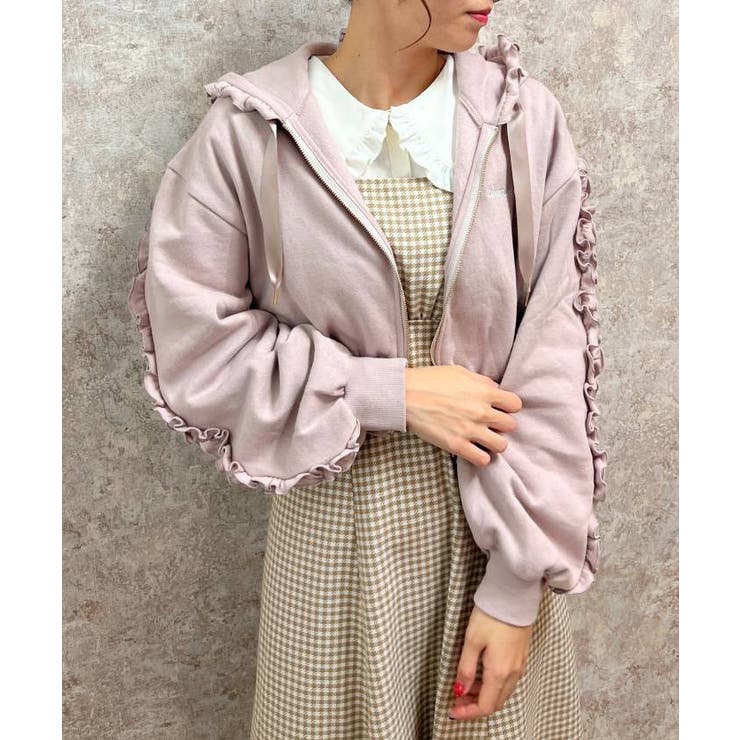 刺繍フリルショートパーカー[品番：IGAW0004404]｜axes femme