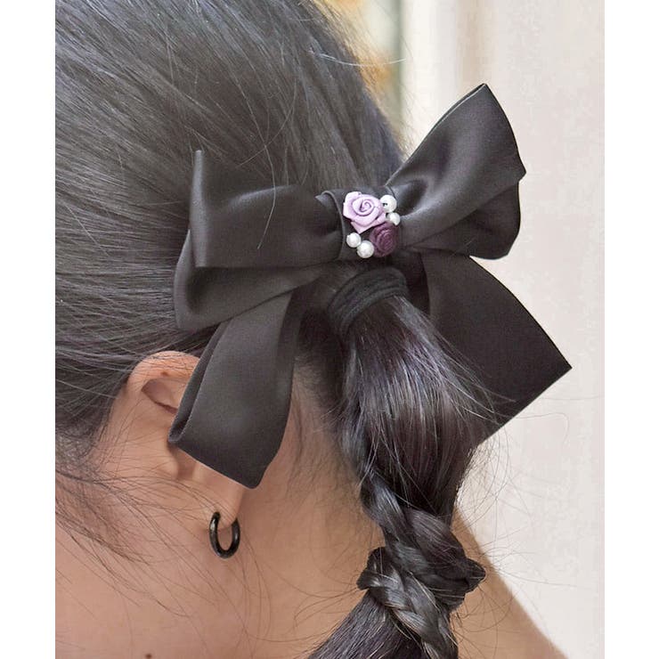 黒 | 巻き薔薇リボンヘアクリップ | axes femme