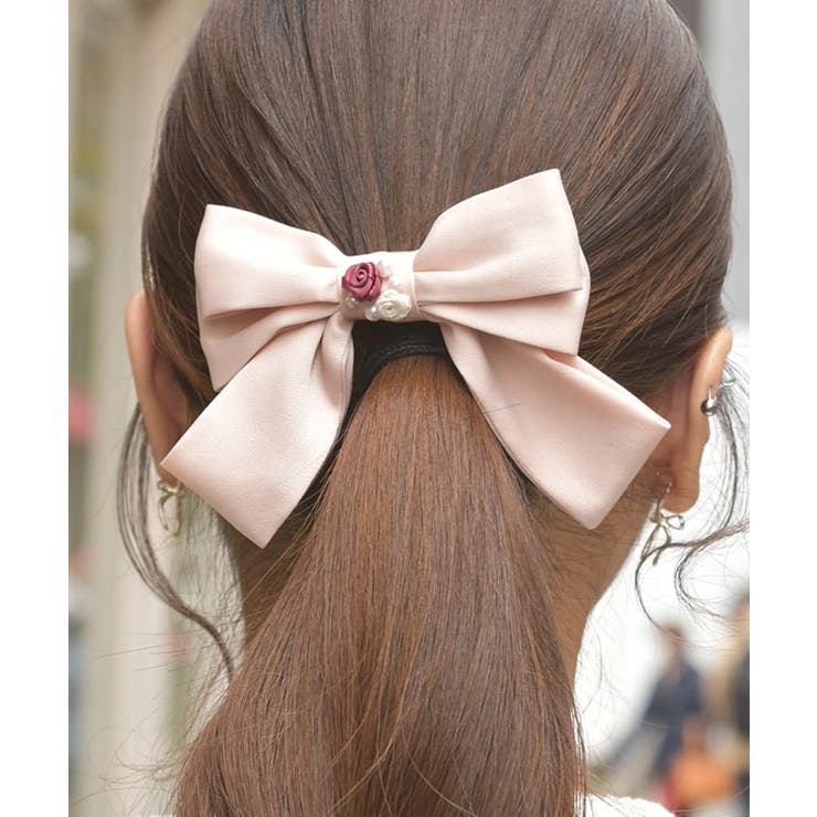 ピンク | 巻き薔薇リボンヘアクリップ | axes femme