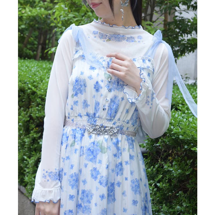 ブルー | 紫陽花プリントシアーインナー | axes femme